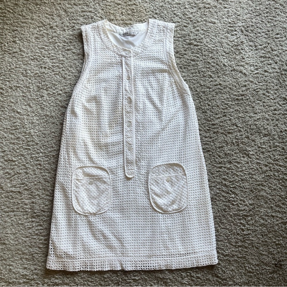 Trina Turk White Eyelet Lined Sleeveless MIDI Dress size 12